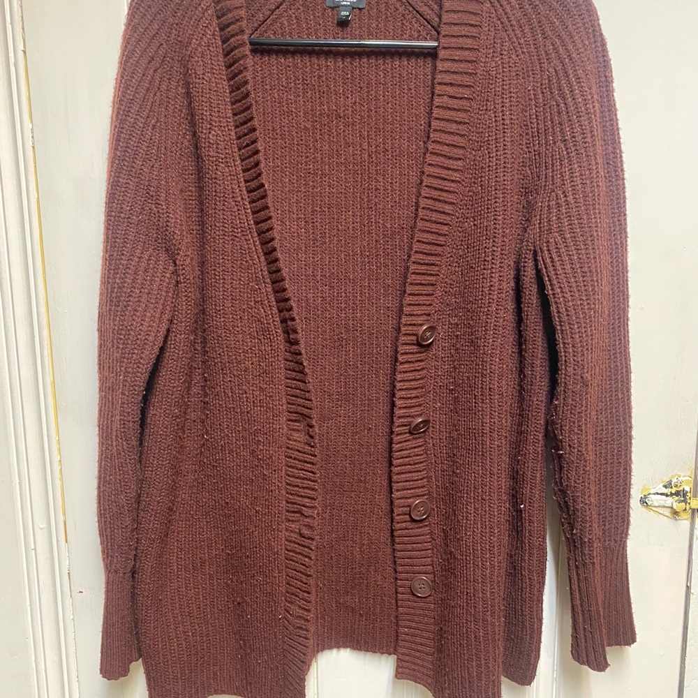Express Brown Cardigan Cozy Knit V-Neck